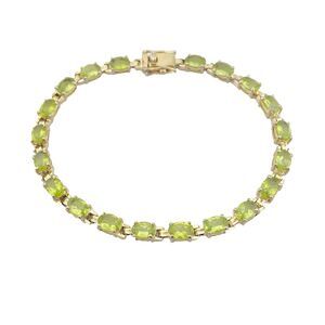 Vintage Gold Over Sterling Silver Peridot Line Bracelet 7.5 In Signed RF